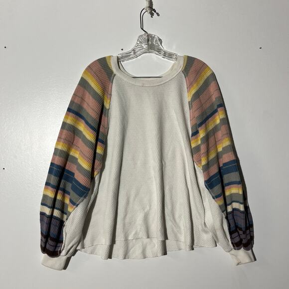 Free People Rainbow Dreams Knitted Long Sleeve Oversized Sweater Women’s Small - Picture 1 of 8